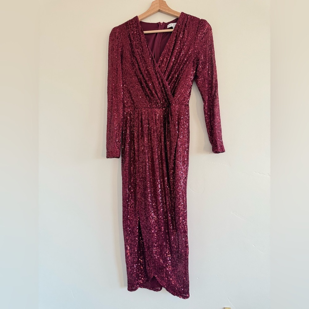 Ivy City Goldie vine Glamorous Long Sleeve Red Sequin Dress size XS - Picture 4 of 11